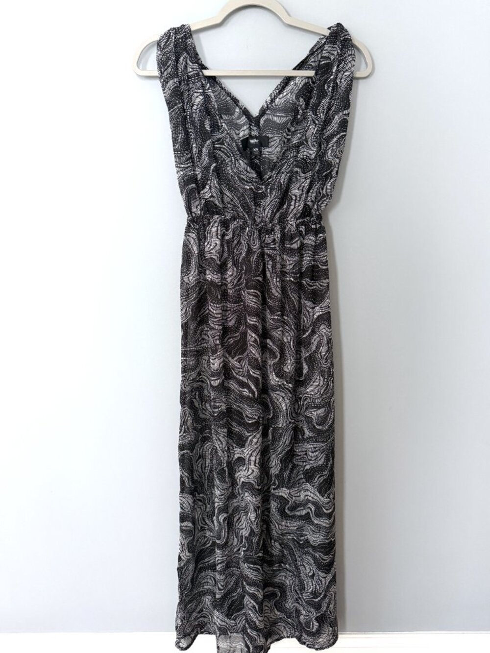 H&M Sheer Maxi Cover-Up Dress (Black/White) S